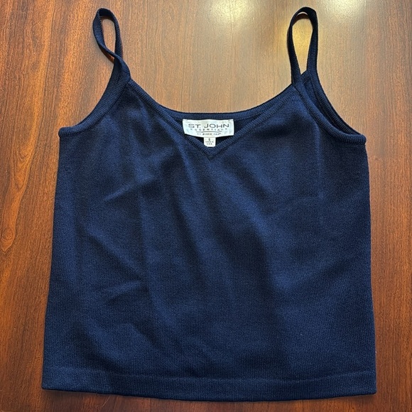 ST. JOHN Essentials by Marie Gray Cropped Navy Knit Top - Picture 1 of 9
